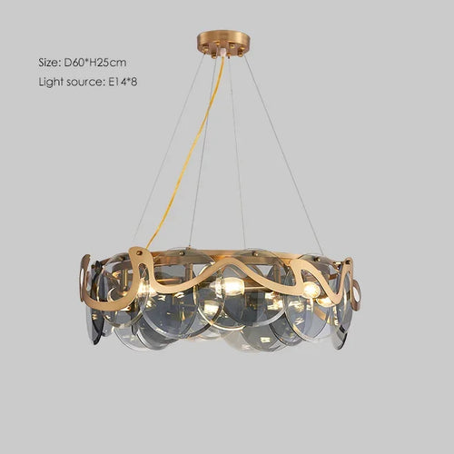 lustre post-moderne en verre simple pour salon luxueux - vue 9 sur 10
