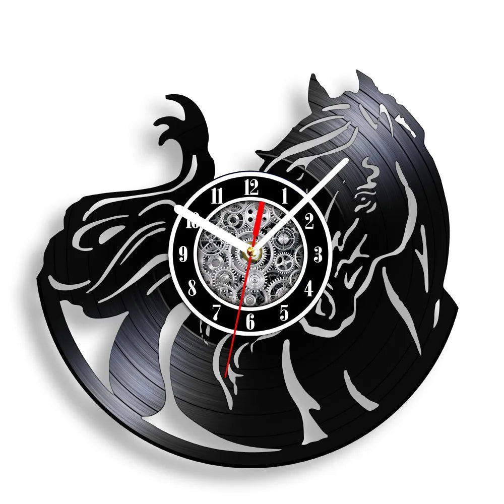 horloge murale vinyle cheval décoration équestre artisanale cadeau unique - vue 21 sur 22