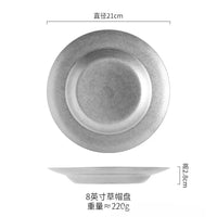 Assiette plate vintage acier inoxydable style industriel camping