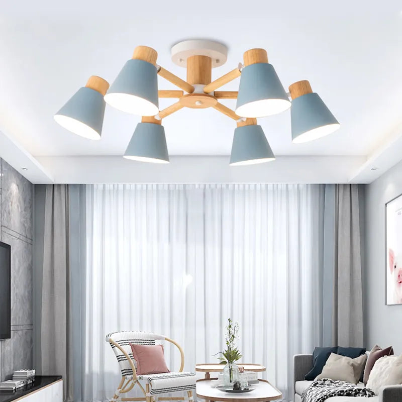 Lustre nordique en bois massif salon E27 ampoule plafonnier chambre lustre lampe hôtel restaurant lampe moderne éclairage