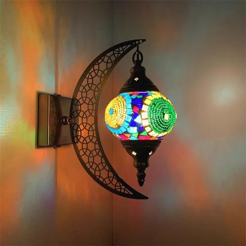 applique murale rétro bohème en forme de lune décorative artisanale - vue 12 sur 14