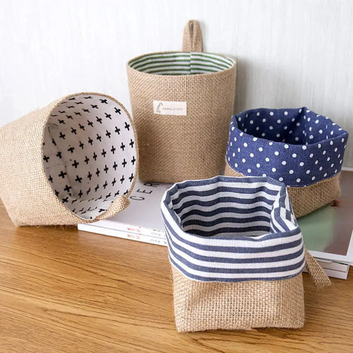 lot de 3 paniers suspendus en toile de jute pour rangement et décoration - vue 4 sur 13