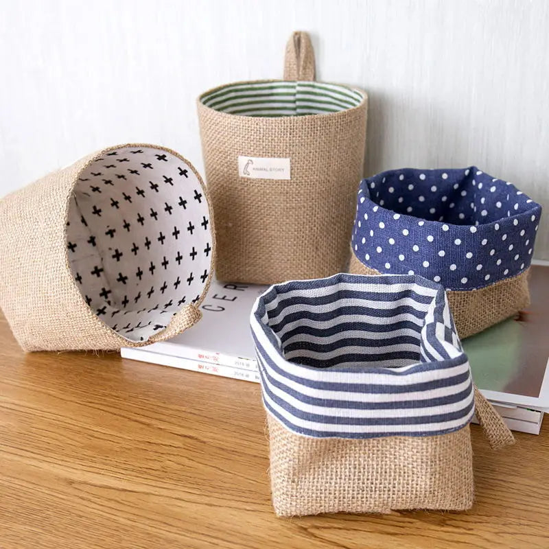 lot de 3 paniers suspendus en toile de jute pour rangement et décoration - vue 3 sur 13