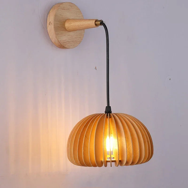 applique murale led en bois style japonais pour décoration intérieure - vue 6 sur 10