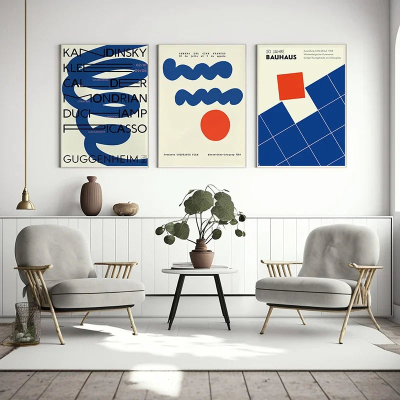 affiches géométriques bauhaus pour décoration murale moderne