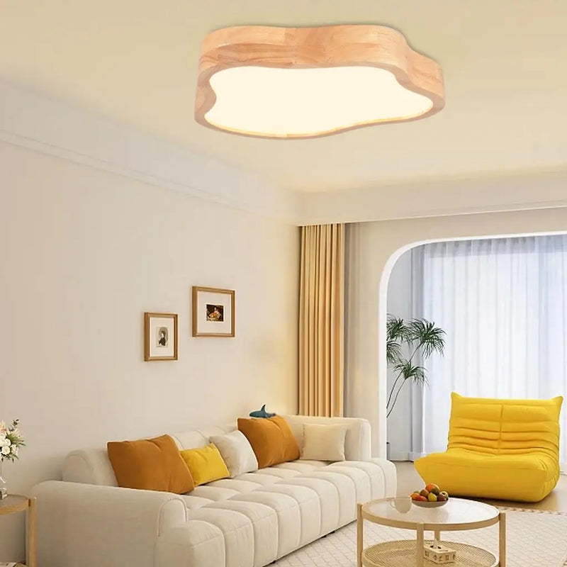 Lampe nordique bois forme nuage montée plafonnier