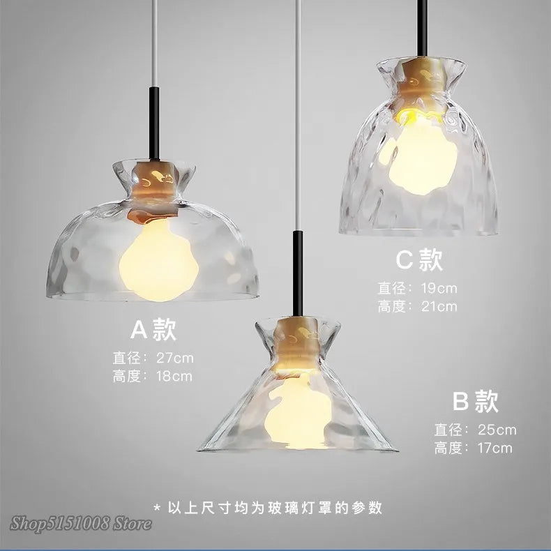 lampe suspension led japonaise bois verre décor luminaire - vue 6 sur 9