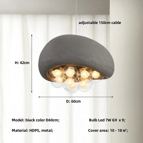 lustre suspendu minimaliste style wabi sabi avec éclairage led - vue 13 sur 12