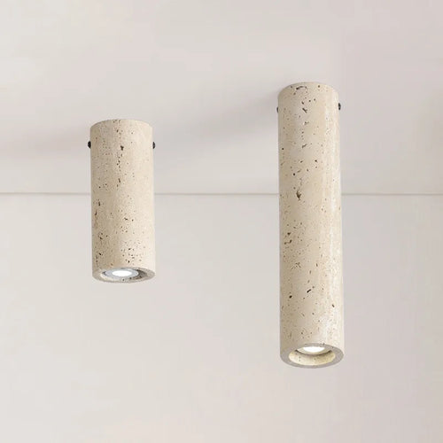 Spot Style Wabi-Sabi Style travertin jaune plafonnier cylindrique moderne minimaliste entrée allée lampe créative B &amp; B rétro lampes - vue 2 sur 8
