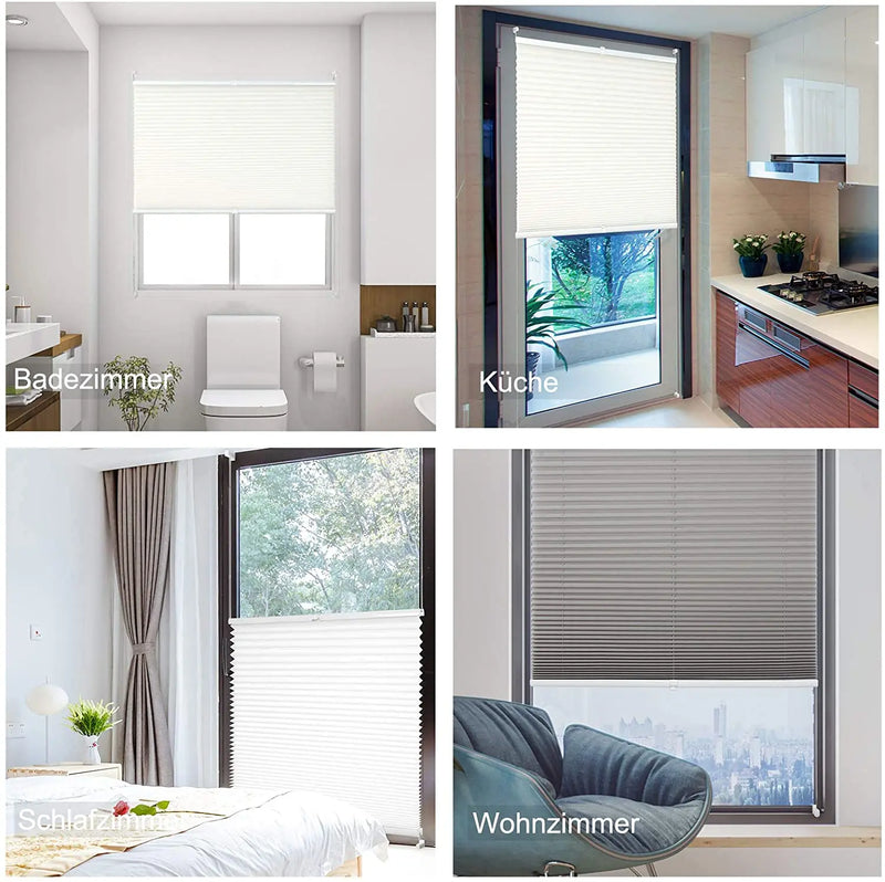 Store plissé occultant sans perçage pour fenêtres
