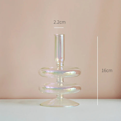 bougeoir en verre décoration nordique pour mariage et fleurs - vue 18 sur 22