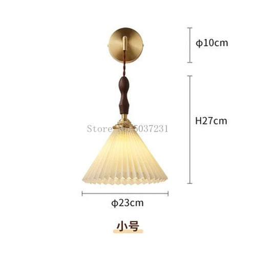 lustre plissé rétro japonais en noyer nordique pour intérieur - vue 13 sur 14