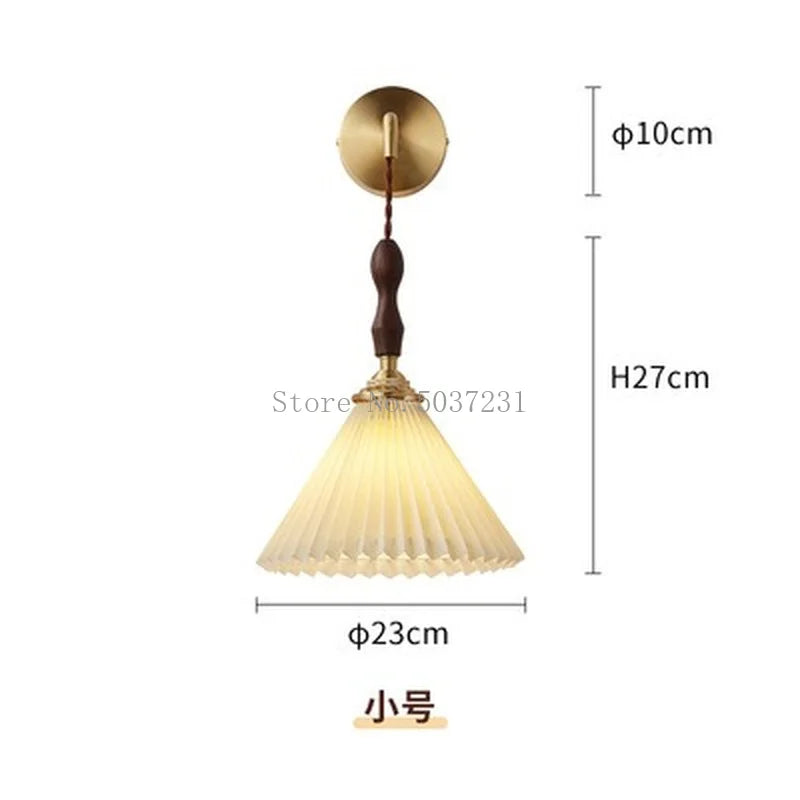 lustre plissé rétro japonais en noyer nordique pour intérieur - vue 12 sur 14