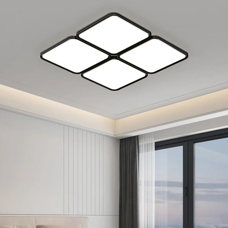 plafonnier led ultra mince moderne à quatre grilles décoratif intérieur - vue 3 sur 14