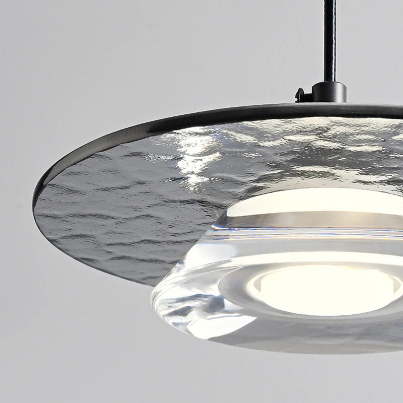 suspension led design moderne en verre et cuivre avec cordon réglable - vue 6 sur 9