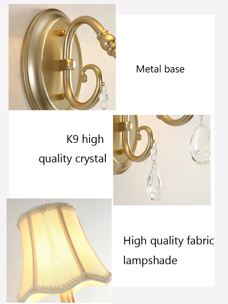 applique murale en cristal et tissu style rural américain pour hôtel - vue 6 sur 6