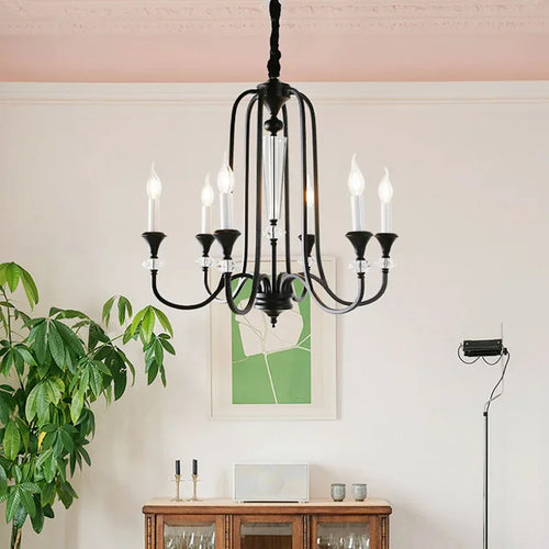 lustre rétro en cristal avec lampes led pour salon luxueux - vue 4 sur 14