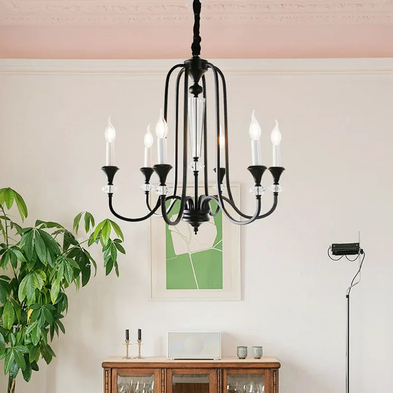 lustre rétro en cristal avec lampes led pour salon luxueux