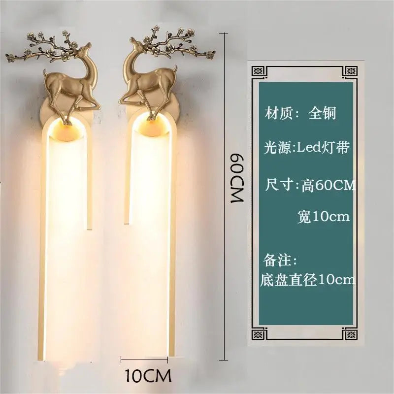 applique murale en cuivre style chinois pour éclairage intérieur - vue 10 sur 15