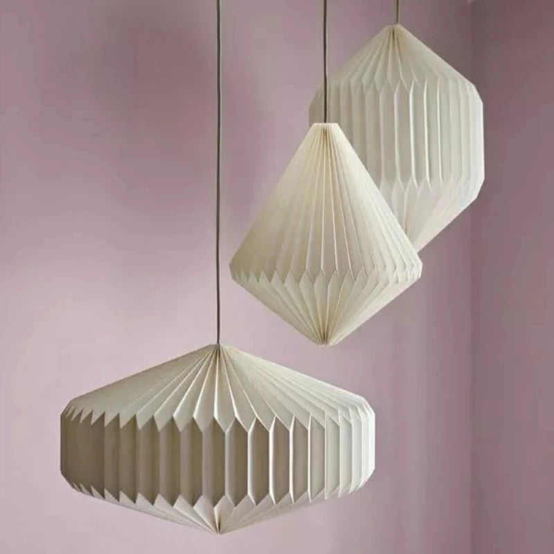 White Art Origami Lantern,Modern Waterproof Paper Lamp Shade,Simple Home Decor,Tourist Attractions Pendent Decorations,50% Off - vue 6 sur 16