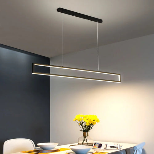 suspension led moderne éclairage intérieur design rectangulaire - vue 3 sur 14