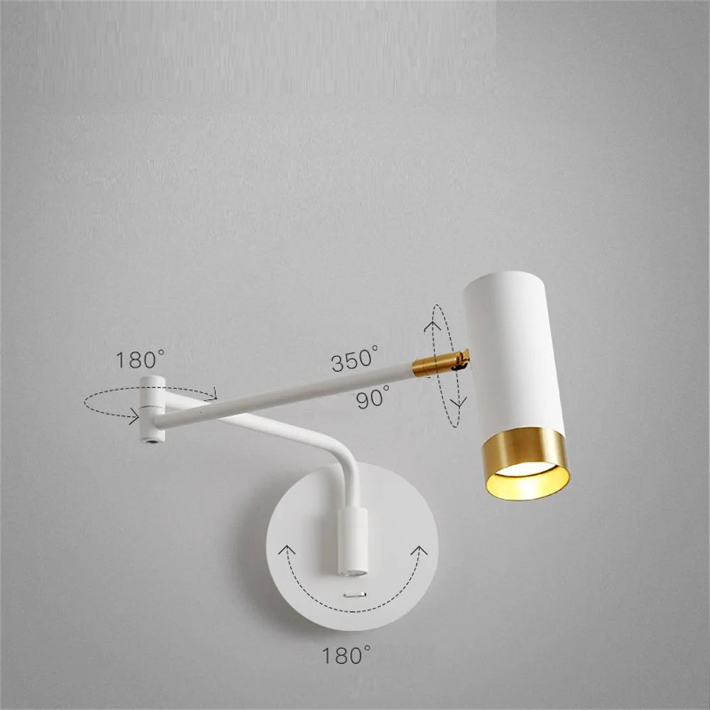 applique murale led moderne pivotante avec interrupteur flexible - vue 5 sur 8