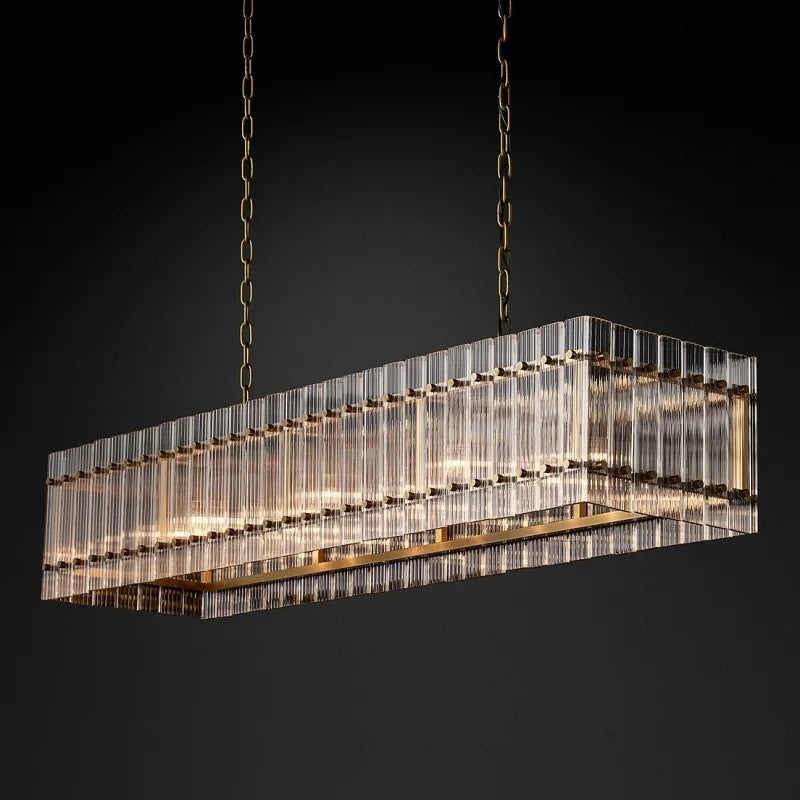lustre rectangulaire en cristal pour éclairage de luxe - vue 2 sur 8