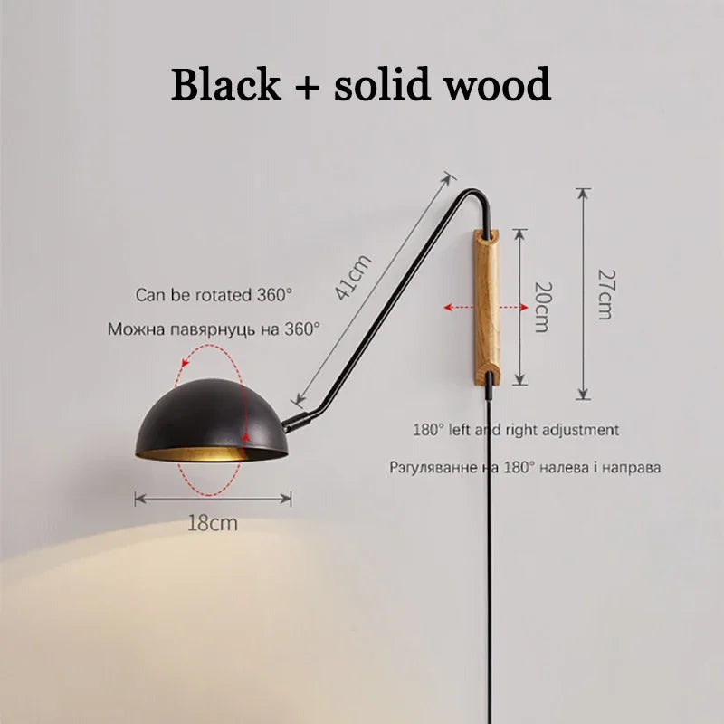 applique murale minimaliste scandinave bras oscillant en fer décoratif