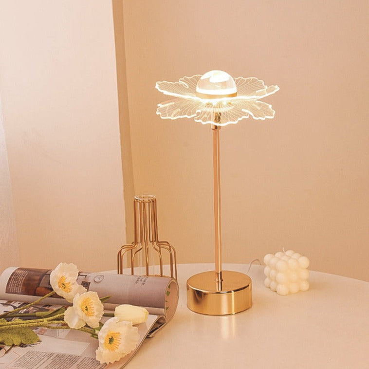 Vintage-style LED table lamp in gilded metal Anila