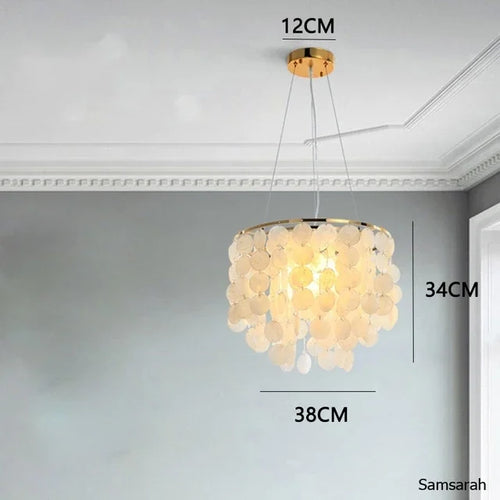 lustre nordique en coquillage avec luminaire à led - vue 14 sur 17