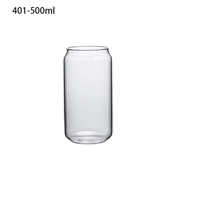 Tasse verre canette couvercle bambou paille borosilicate