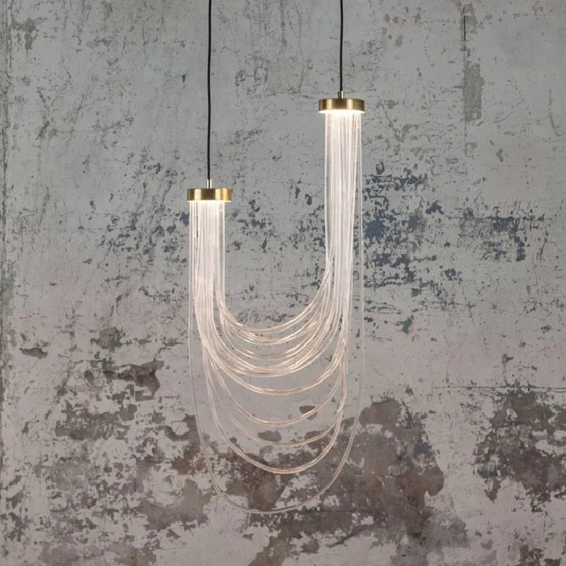 suspension led lumière transparente acrylique 	 fil réglable - vue 3 sur 8