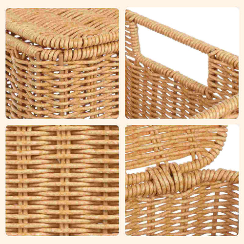 panier de rangement en rotin synthétique avec couvercle - vue 2 sur 7