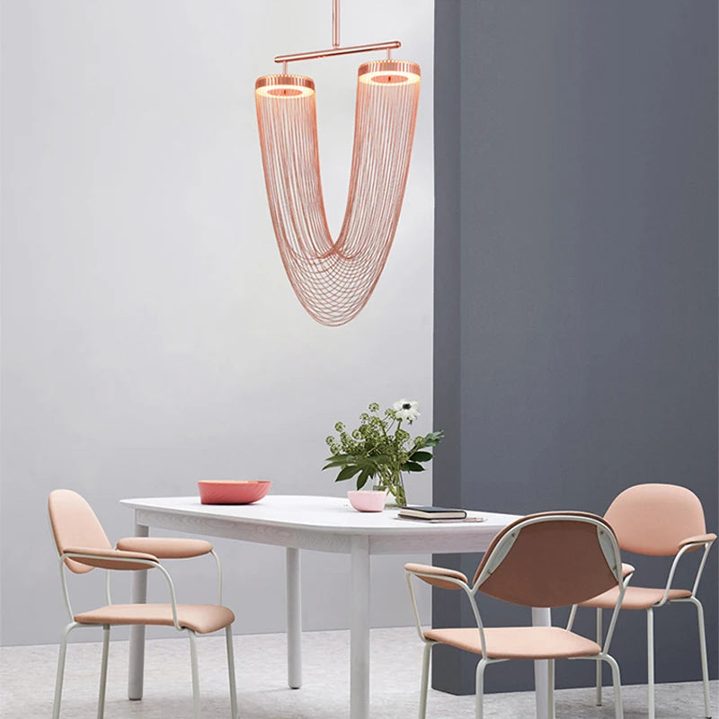 lustre art déco led dimmable en aluminium doré design élégant moderne - vue 6 sur 21