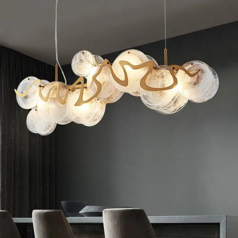 lustre moderne en verre doré pour décoration élégante - vue 2 sur 12