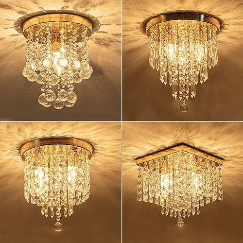plafonnier led en bois style bohème moderne avec cristal élégant - vue 6 sur 20