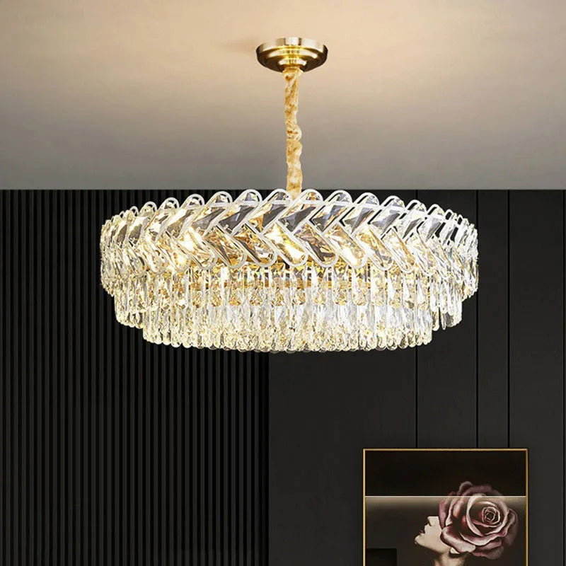Moderne luxe cristal Led lustres salon décor Led Suspension lampe salle à manger Villa Suspension Luminaire Luminaire