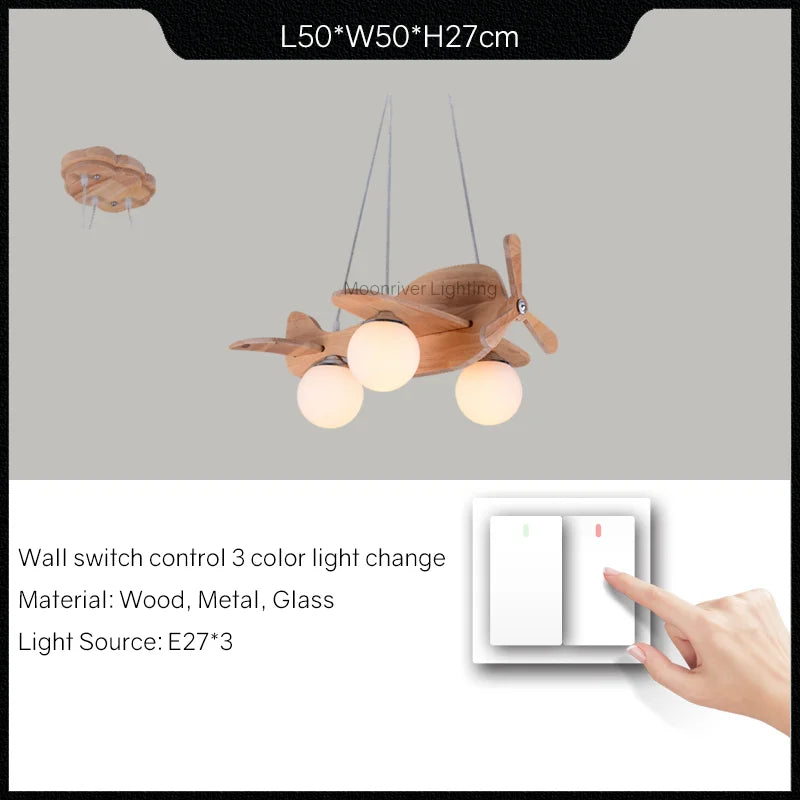 lustre en bois pour chambre d'enfant suspension décorative - vue 10 sur 15