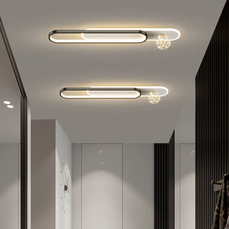 lustre moderne de luxe simple étoilé longue bande encastrée - vue 5 sur 14
