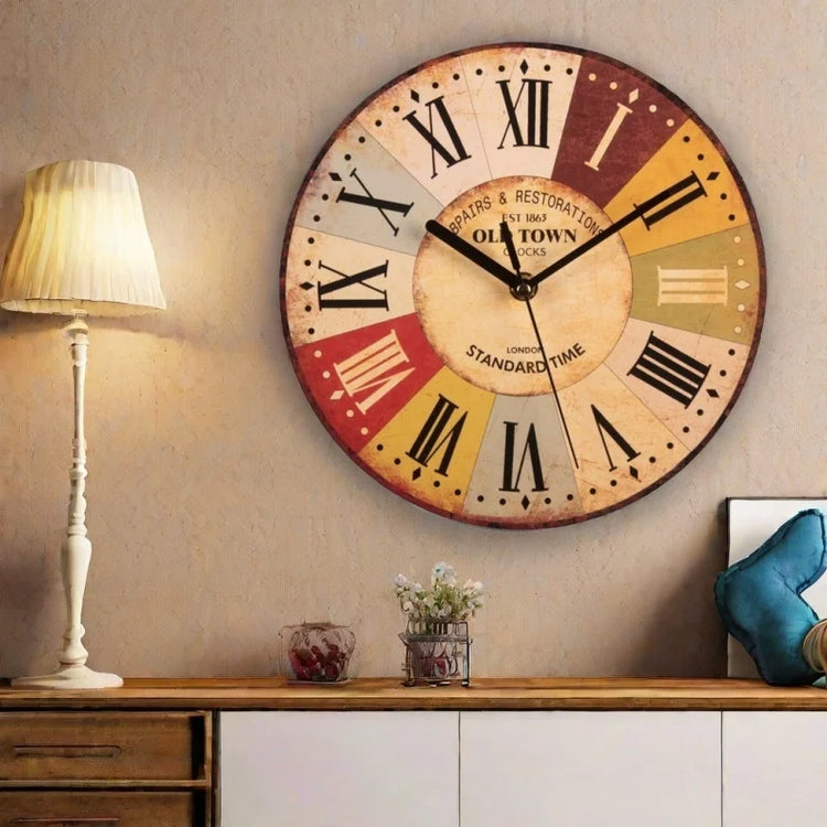 horloge murale vintage en bois design moderne rétro pour décoration intérieure