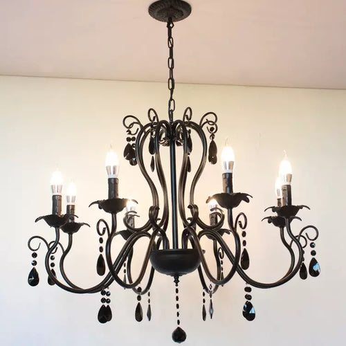 lampe à bougie en fer et cristal de luxe pour décoration intérieure - vue 13 sur 12