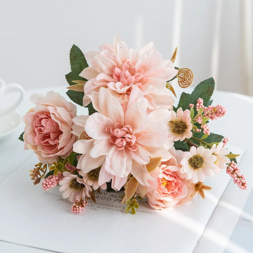 fleur artificielle dahlia rose marguerite pour décoration fête mariage - vue 2 sur 13