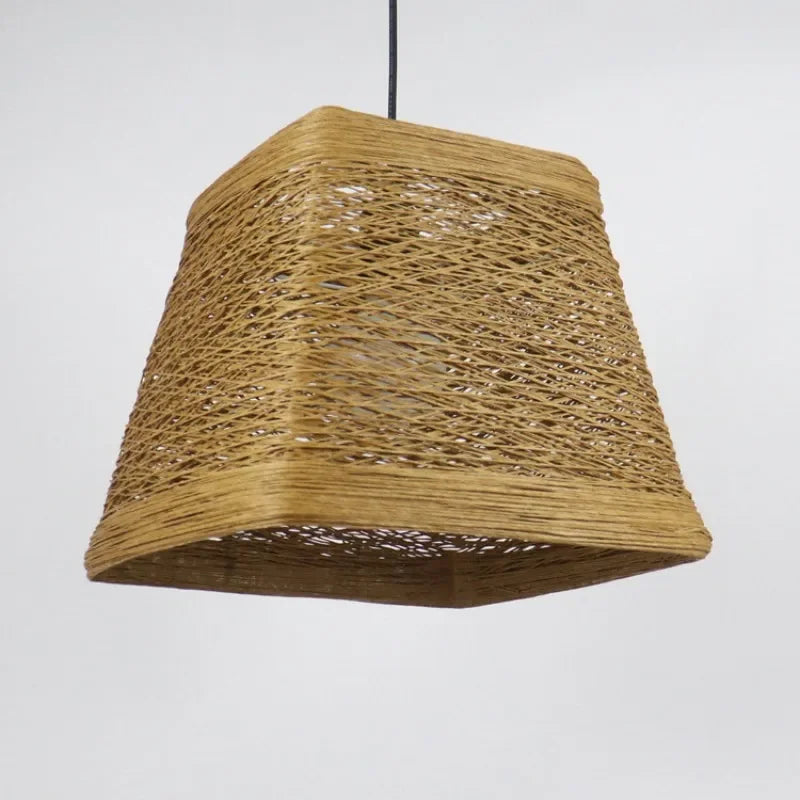 suspension moderne à led en rotin pour intérieur créatif - vue 7 sur 8