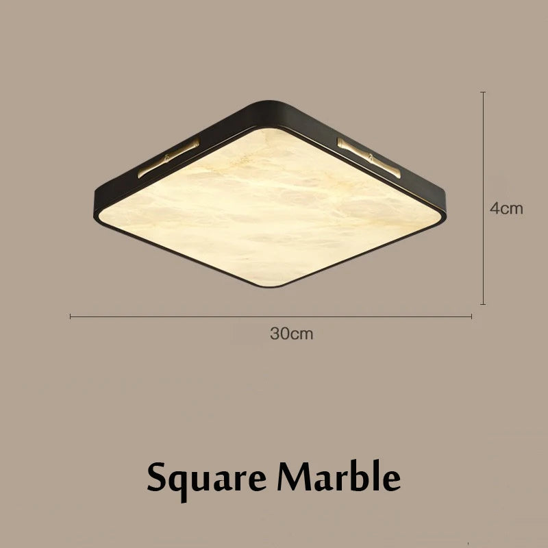 plafonnier led carré circulaire en laiton et marbre
