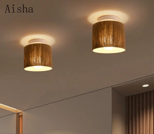 plafonnier en corde de chanvre style japonais rétro pour intérieur accueillant - vue 2 sur 8