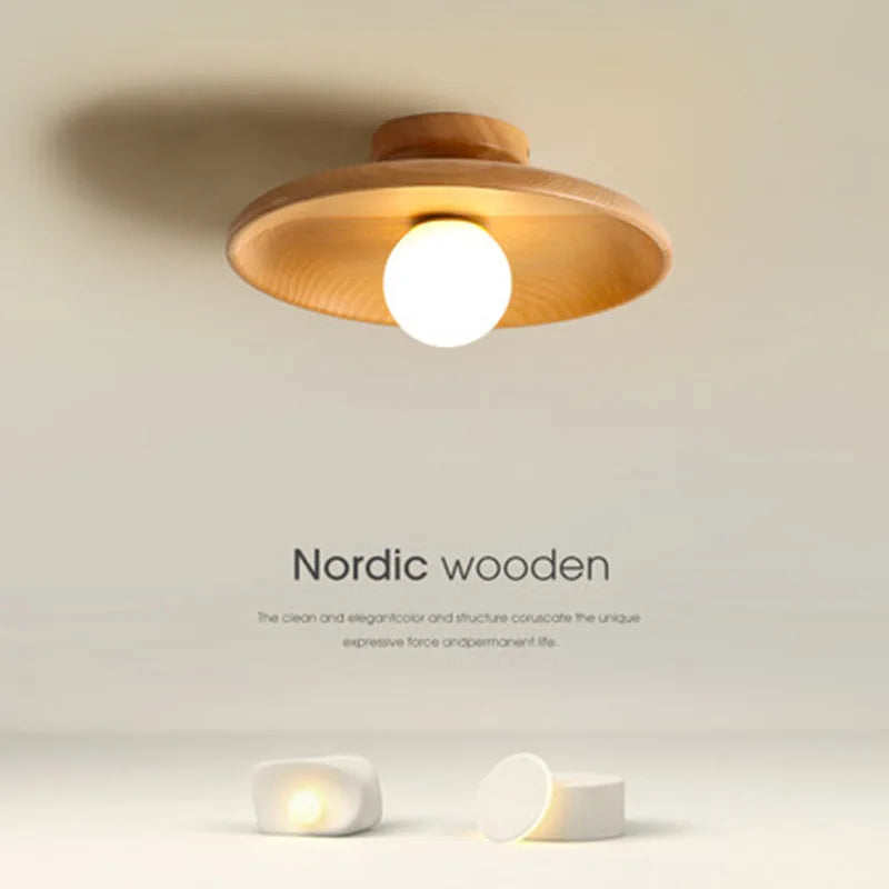 Plafonnier en bois Led nordique pour salon plafonnier en bois pour chambre à coucher salle à manger couloir balcon luminaire G9