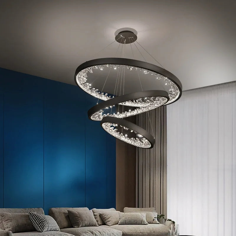 lustre moderne en cristal avec éclairage led pour villa