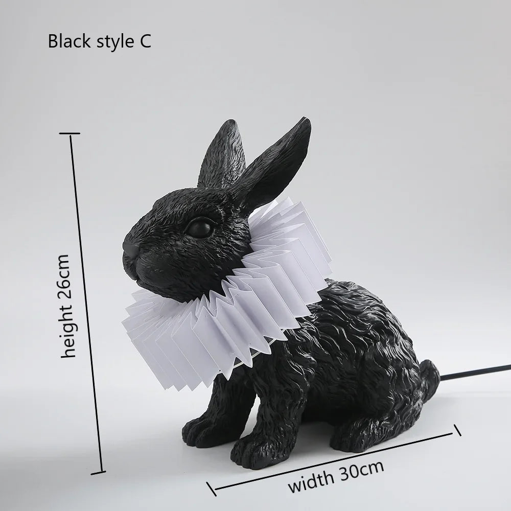 lampe de table créative en résine avec écharpe de lapin décorative - vue 13 sur 15