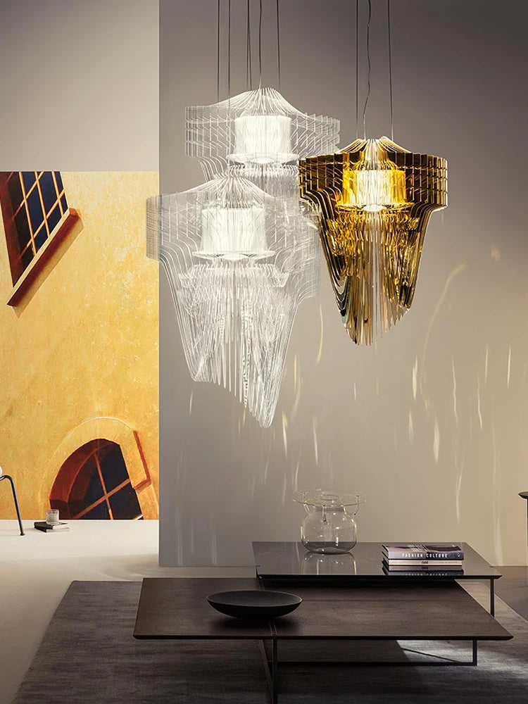 lustre design italien créatif modèle villa art acrylique - vue 4 sur 9