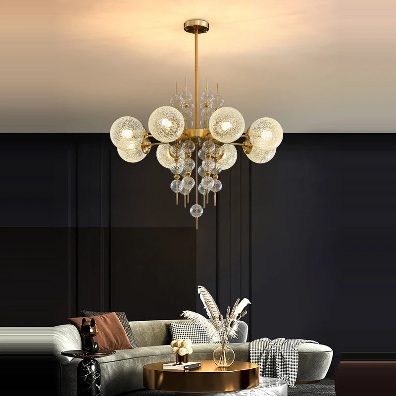 lustre à bulles classique en chrome doré tendance 2024 avec éclairage led - vue 3 sur 9